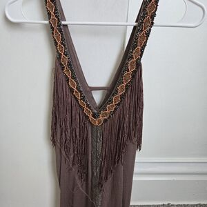 Gimmicks beaded tank with fringe